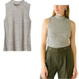 GOLDRAY Striped Sleeveless Mockneck Knit Top Size S